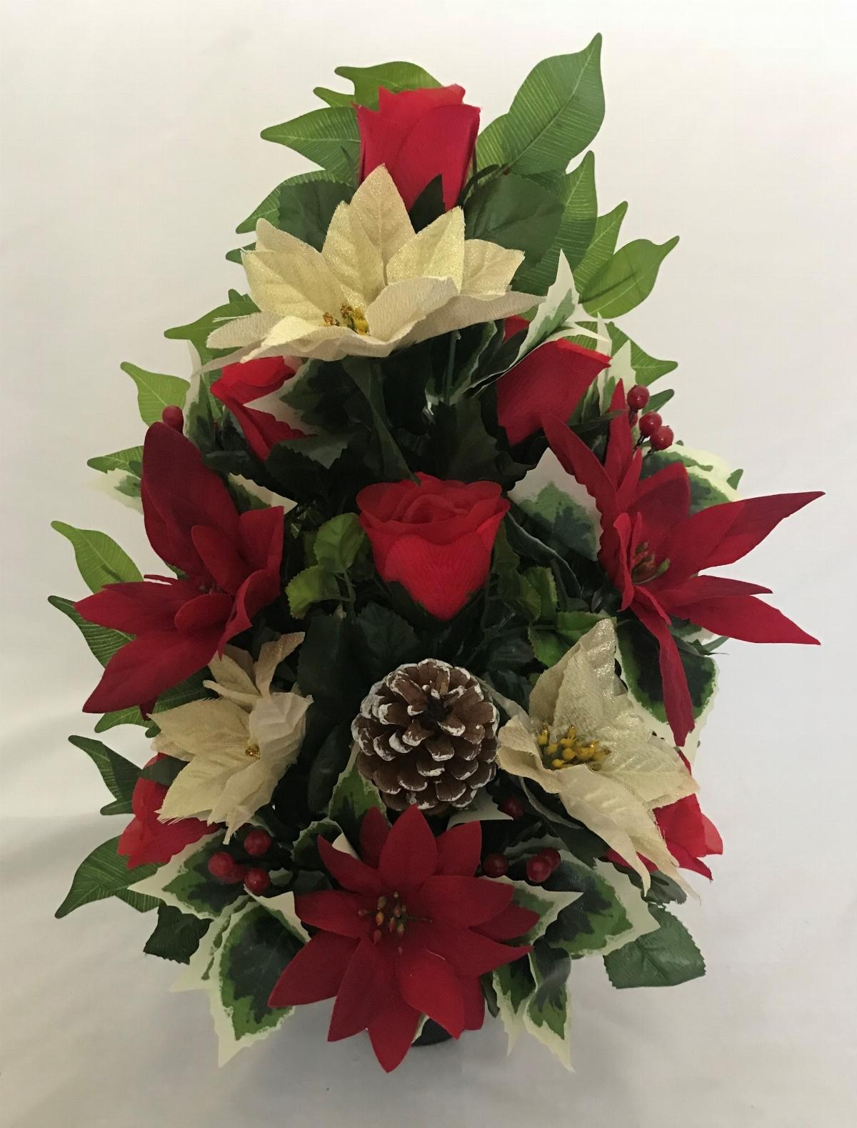 Xmas Flat Back Pot Red Gold Cone